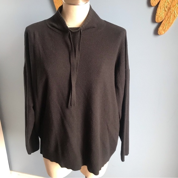Ava & Viv black high neck pull over cropped top/sweater 3/4 sleeves - Picture 1 of 6